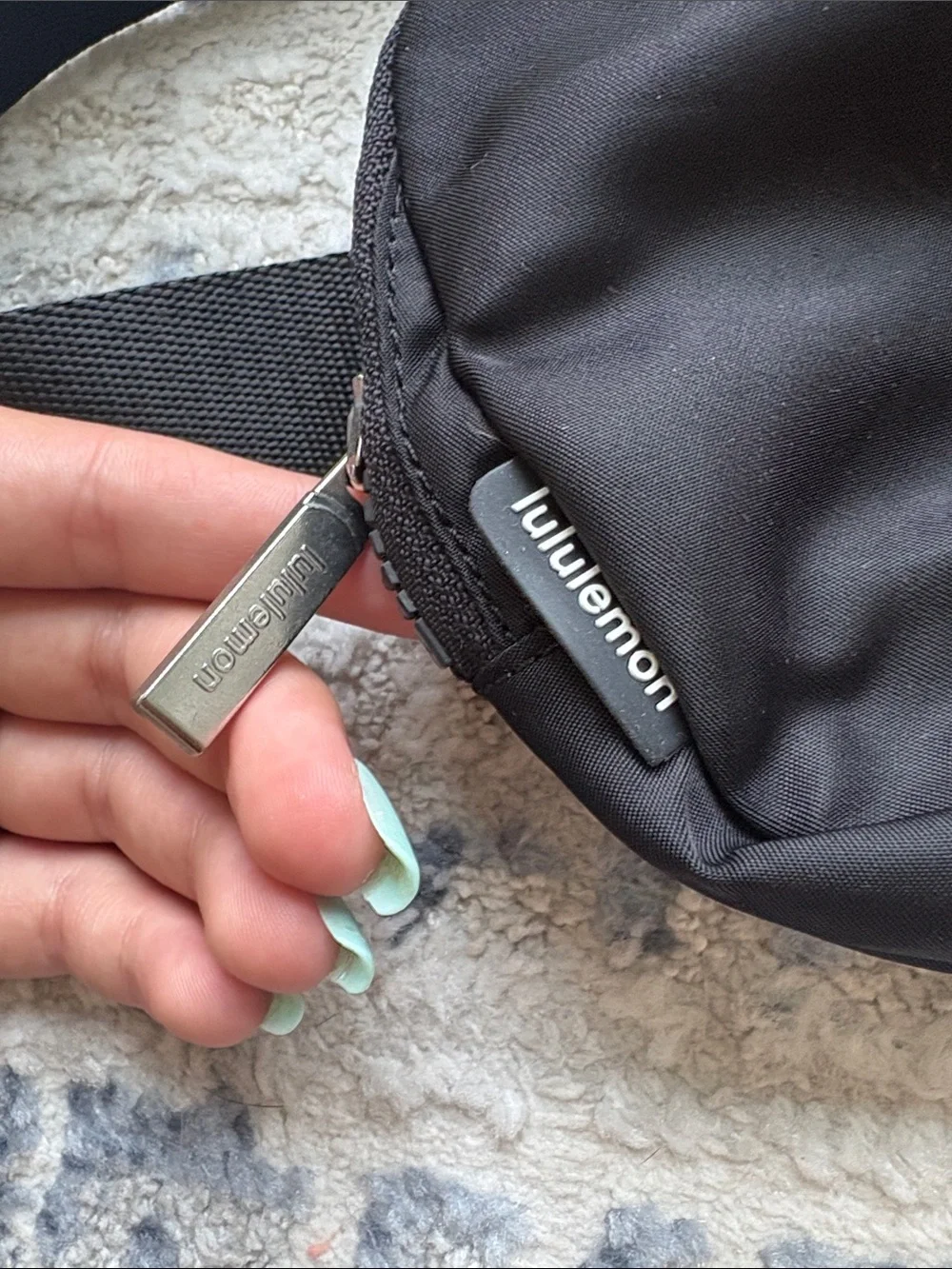 lululemon athletica Black Belt Bag with Subtle Logo Accent
